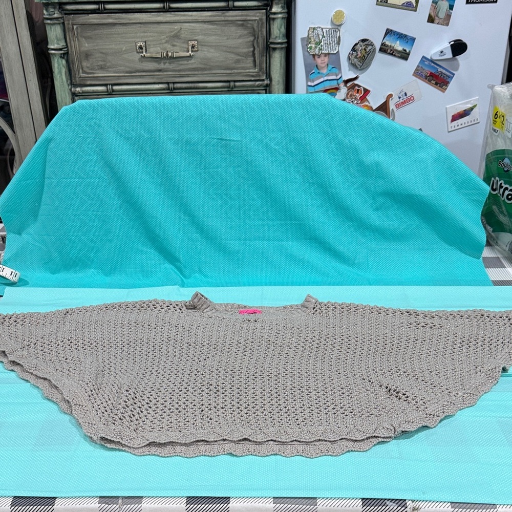 Beige Crochet Poncho Shirt